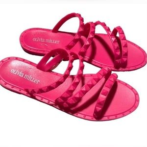 Olivia Miller Hot Pink Studded Jelly Sandals Size 7